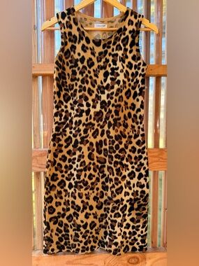 Calvin Klein Leopard Print Sleeveless Sweater Dress Size M